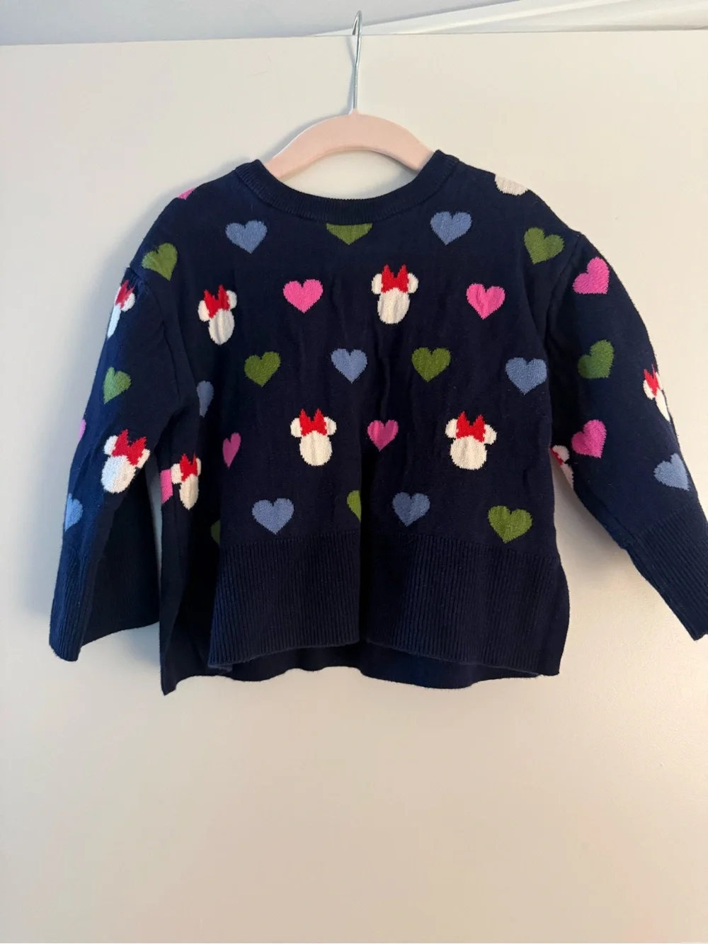GAP Navy Knit Sweater with Heart and Bow Motifs